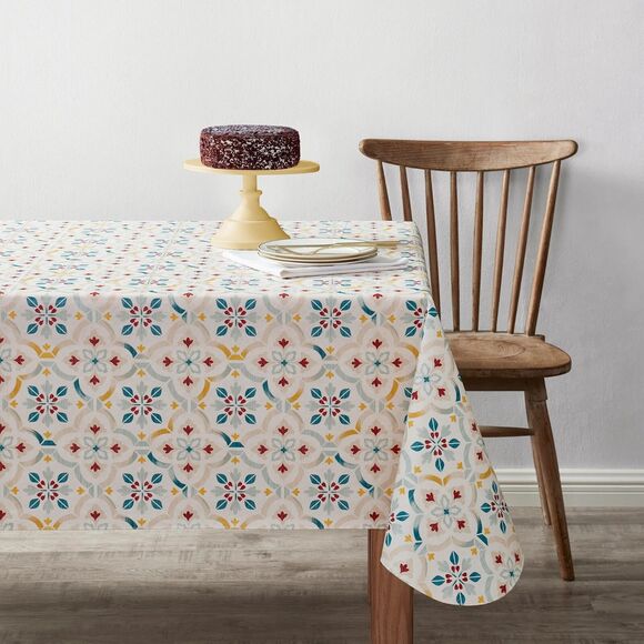 Tile Print PEVA Tablecloth 60" x 84" Rectangle Polyester Backing New Home Gift - Picture 6 of 6